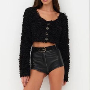 For Love and Lemons Shaggy Cropped Cardigan